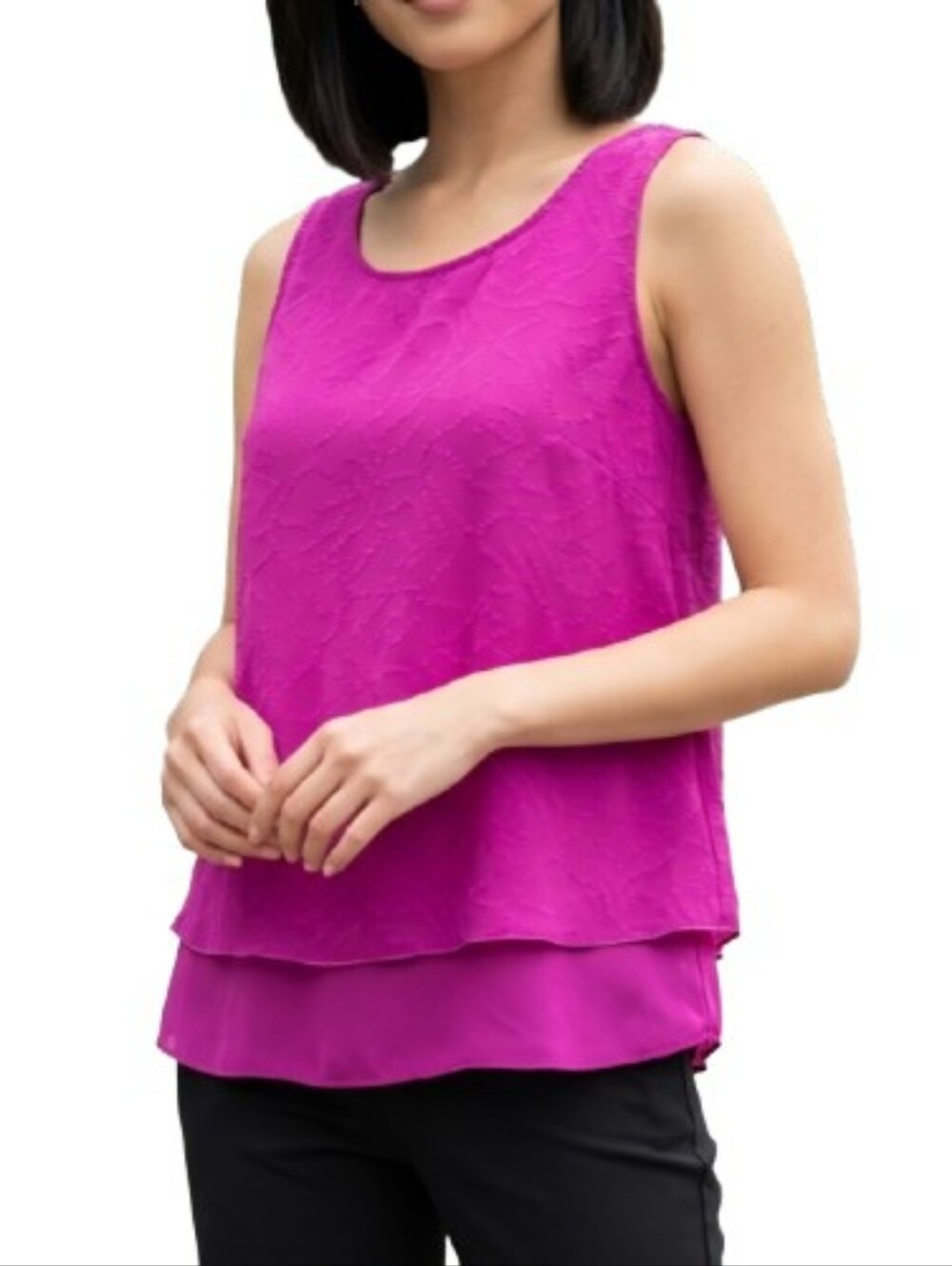 Apt. 9 Fuchsia Sleeveless Layered Blouse Textured Print